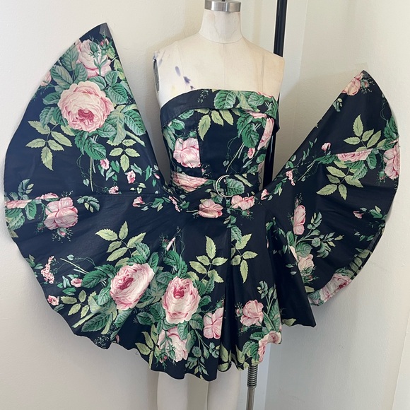 Karen Alexander Rhonda Harness Foxy Lady Dark Floral Cabbage Rose Dress Size 6 - Picture 1 of 12